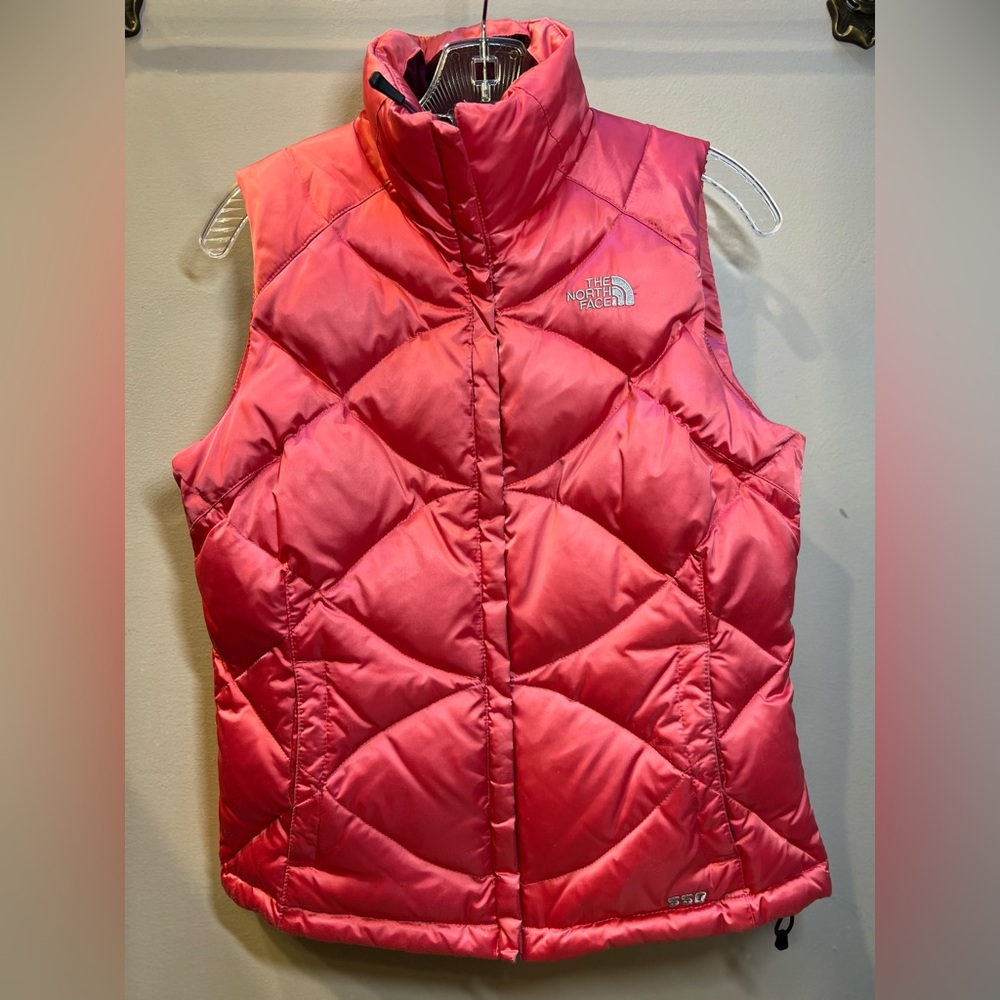 The North Face Puffer Vest Quilted 550 Down Pink Zip 550